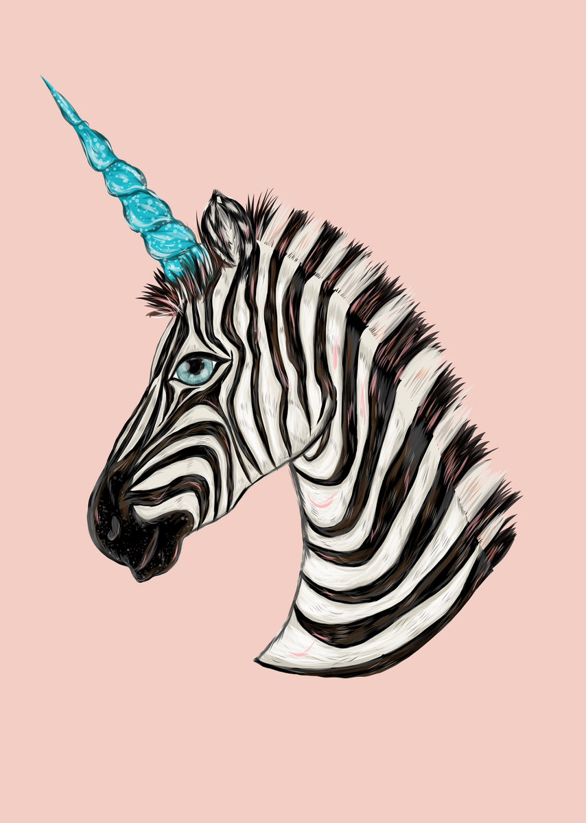 肉筆ペン画！1996年6月Yamitaro作タイトル「ZEBRA」 Vintage Play Toy Zebra 6.5